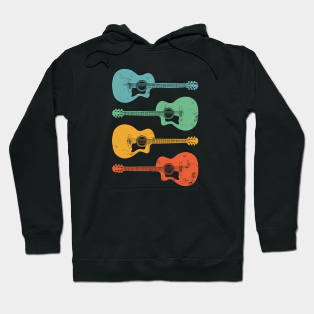 Auditorium Acoustic Guitar Cool Retro Colors Hoodie by nightsworthy